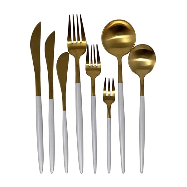 Gold and White Flatware Rentals - A to Z Event Rentals, LLC.